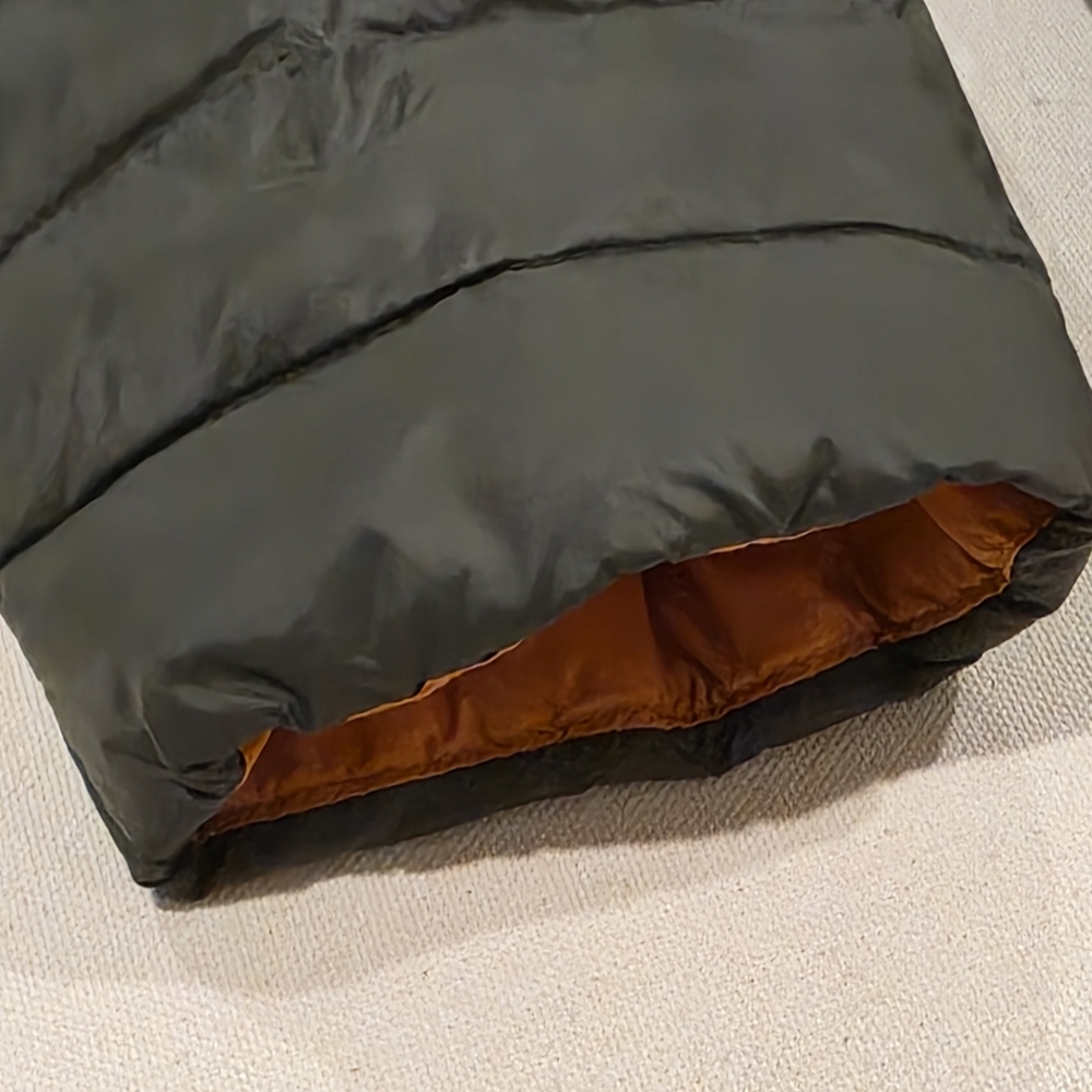Barbour Olive Green Puffer Jacket with Orange Lining - Picture 5 of 7
